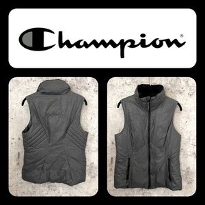 EUC CHAMPION Graphite Grey Puffer Vest w/ Zip-Front Pockets-M